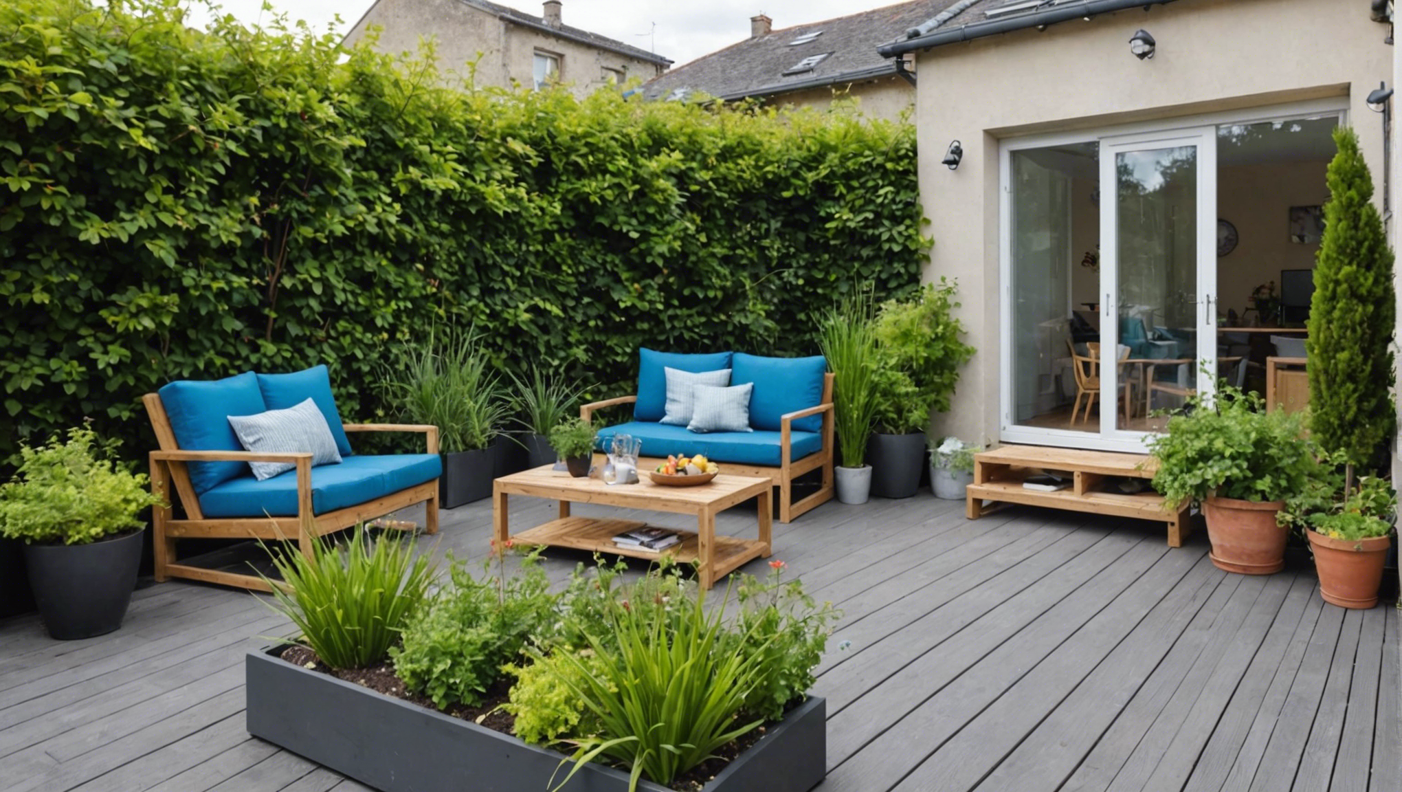 découvrez nos conseils et idées pour aménager un jardin devant votre maison avec une terrasse, pour profiter pleinement de votre espace extérieur.
