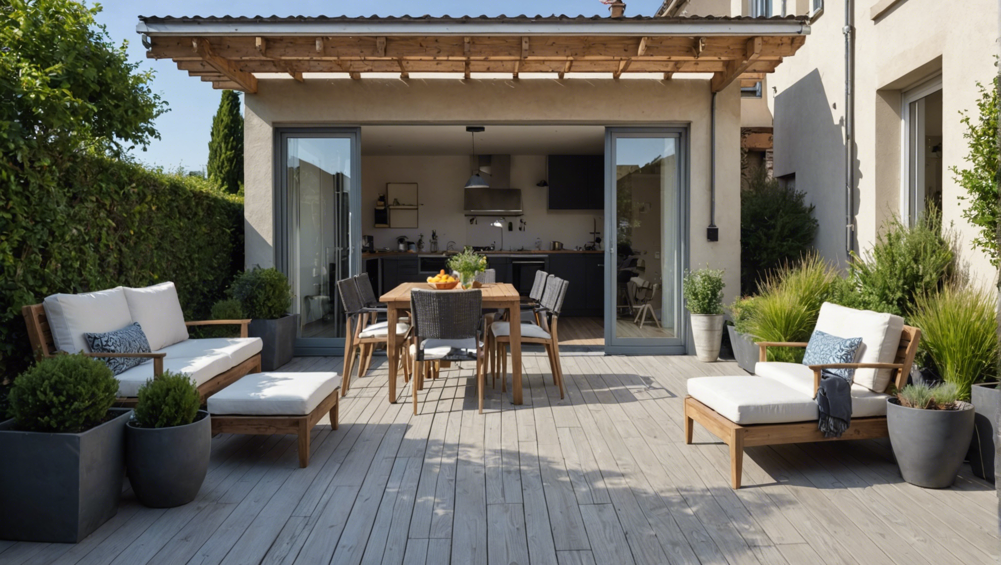 découvrez nos conseils pour aménager une terrasse devant votre maison et profiter d'un espace extérieur convivial et agréable.