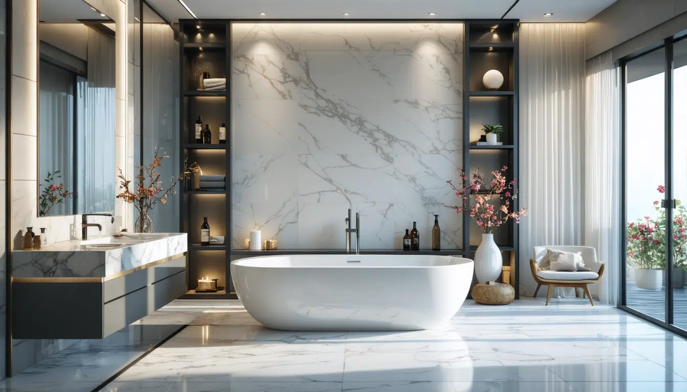 découvrez la magnifique salle de bain de marilou à travers ses clichés exclusifs sur noovo moi. laissez-vous inspirer par son design élégant et ses touches personnelles qui font de cet espace un véritable havre de paix.