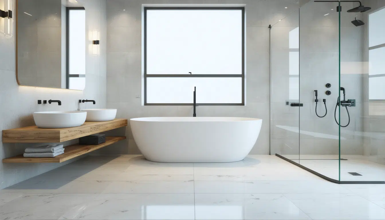 découvrez la transformation spectaculaire de la salle de bain de maripier morin ! plongez dans le résultat époustouflant de cette rénovation, où élégance et modernité s'entremêlent pour offrir un espace à couper le souffle.