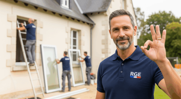 Un artisan certifié RGE faire signe de la main de nombre 3