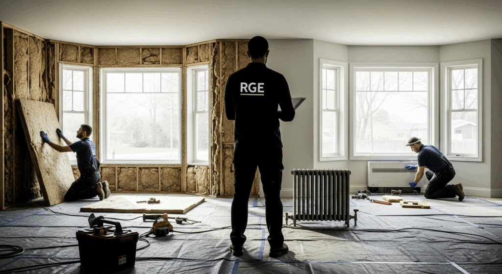 L'image d'un groupe de poseurs d'isolation thermique certifié RGE
