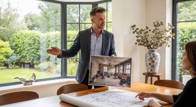 Un architecte expliquant sa méthode de rénovation