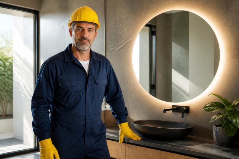 découvrez comment un miroir basique de salle de bains se transforme en une pièce design élégante pour sublimer votre espace.