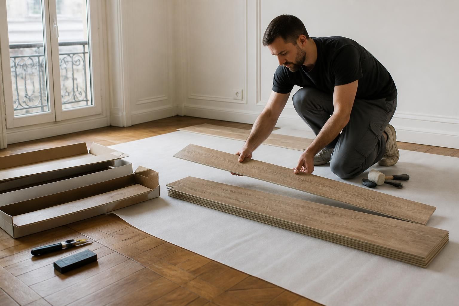 découvrez comment un parquet abîmé a été transformé grâce à l'installation facile d'un sol vinyle clipsable, alliant esthétisme et praticité pour une rénovation rapide et élégante.